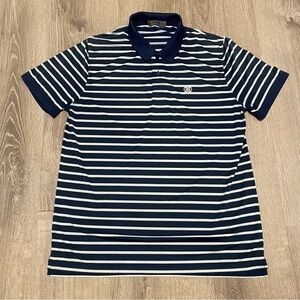 G/FORE Performance Golf Polo Mens XL Blue White Striped G Fore Shirt G4MF19K06